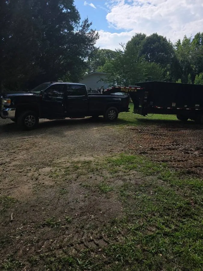 Our truck and dump trailer on site